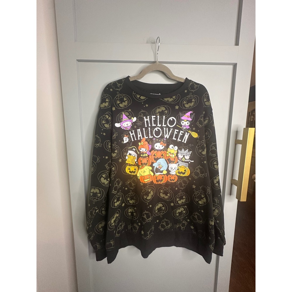 Sanrio Hello Kitty Friends Halloween Sweatshirt XL Black Pumpkin Graphic Hybrid